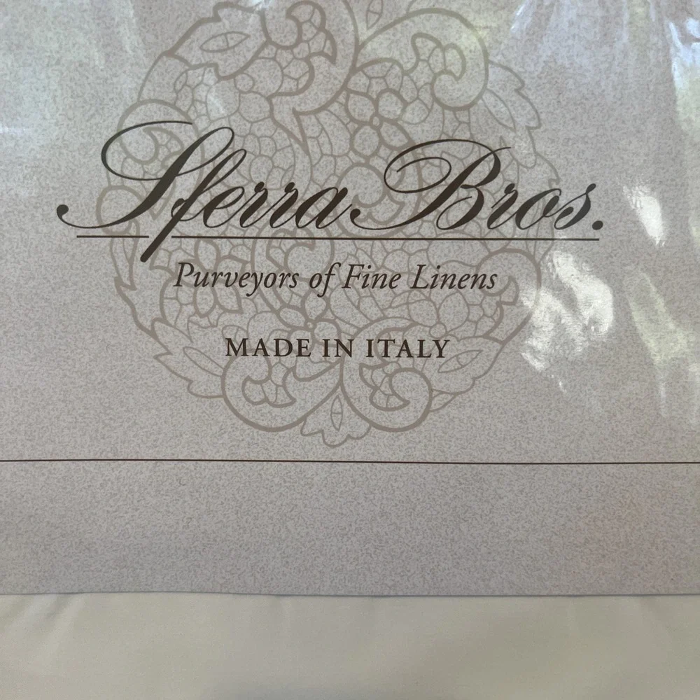 SFERRA BROS 2 StandardPILLOWCASES 100% EGYPTIAN COTTON PUNTO OMBRA HEM ITALY NEW